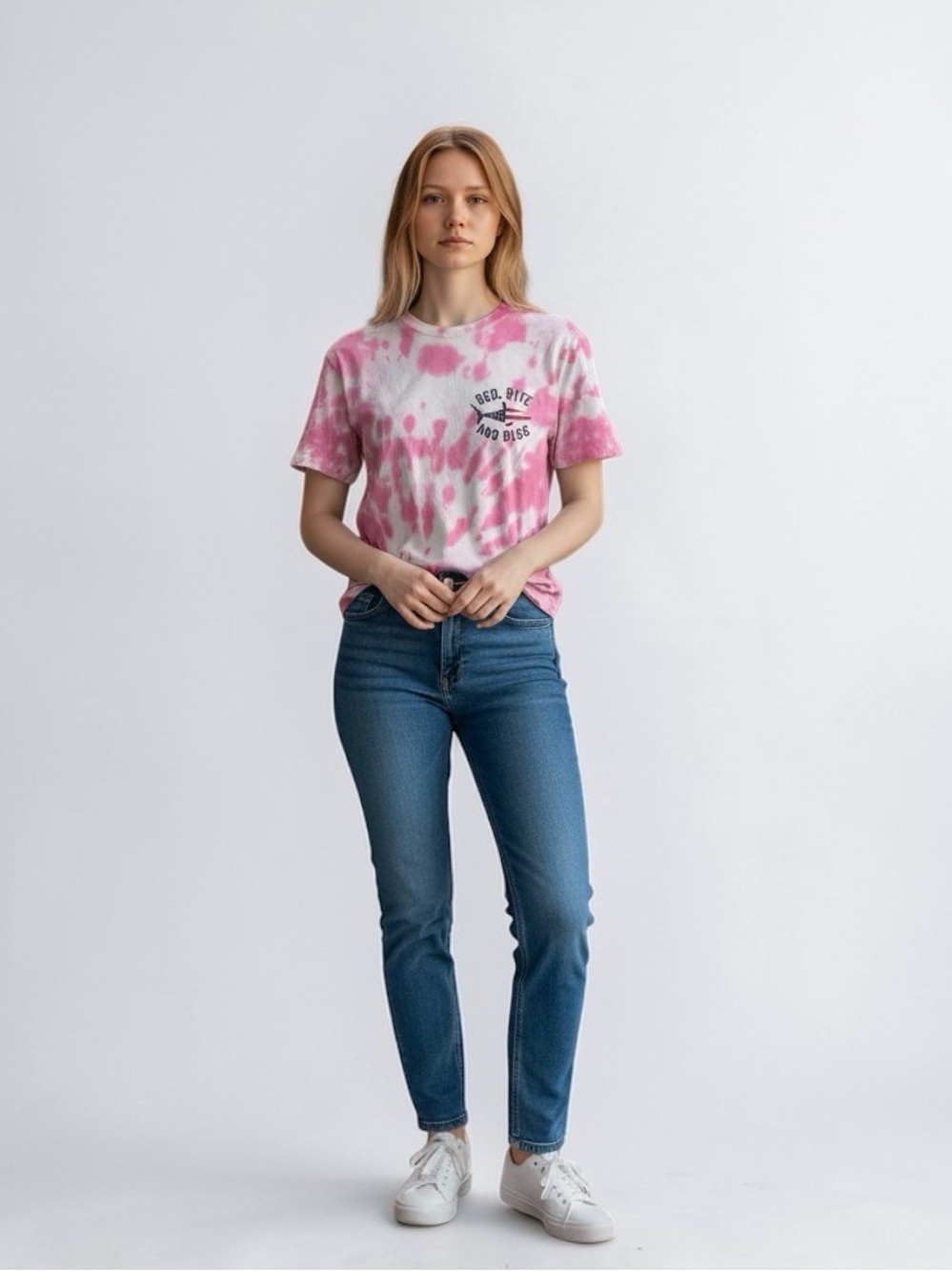 Red Bite & Blue fishing tie dye tee xl